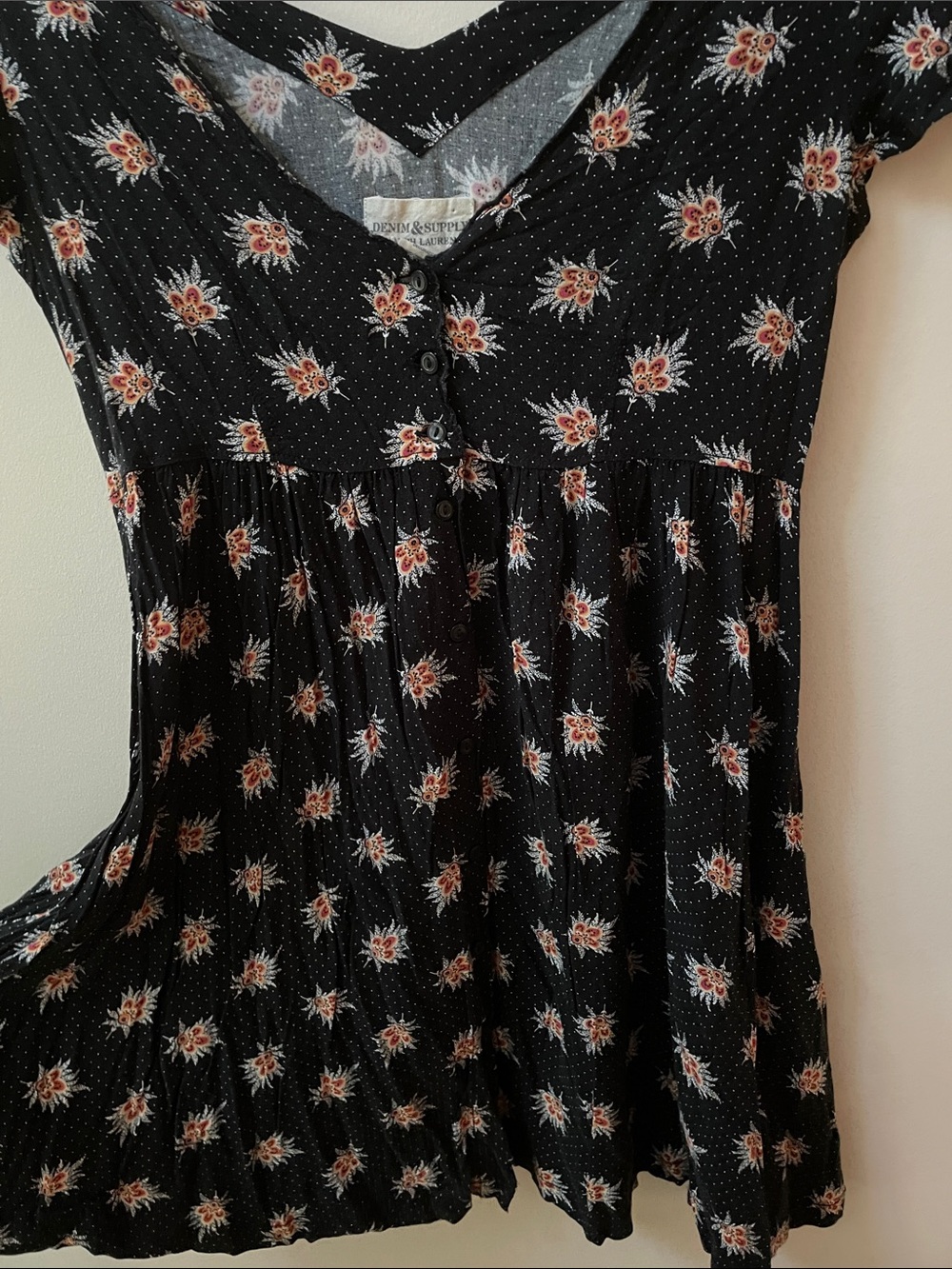 Ralph Lauren Denim & Supply Black Floral Babydoll dress